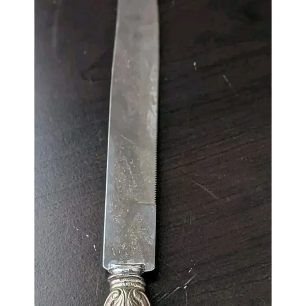 Sheffield French Provincial Sterling Silver Weighted Meat Carving Set Knife Fork